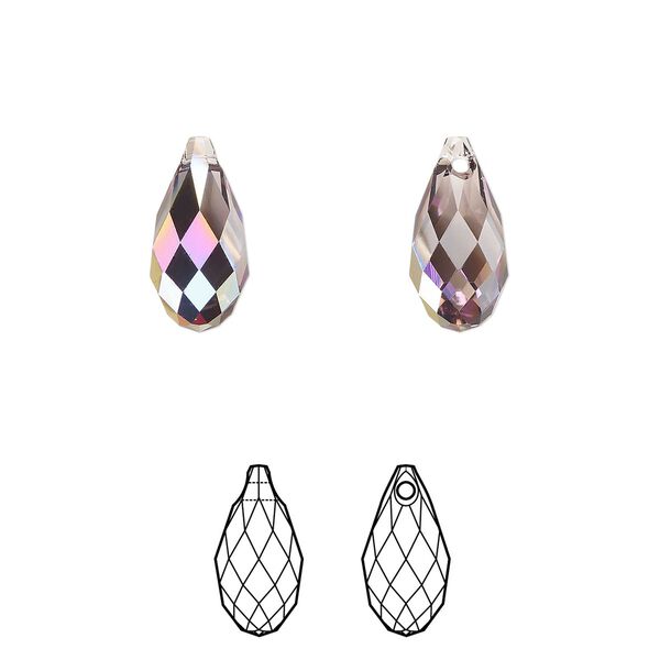 Briolette 1pk light amethyst heavy vitrail light, Crystal Passions® 13x6.5mm pendant drop 6010 image number 0