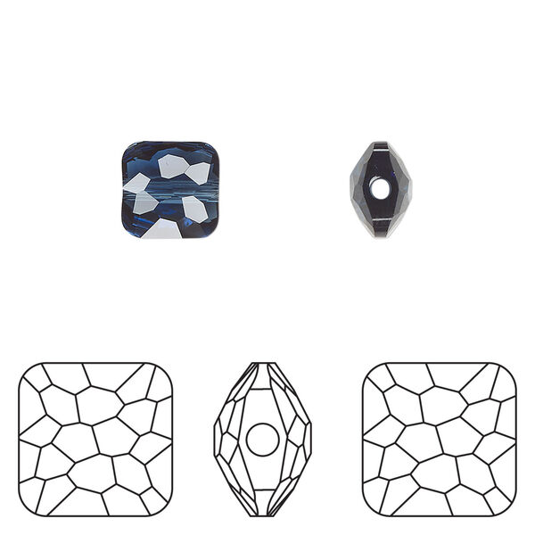 Bead 1pkg144 Montana, Swarovski®, 8mm puffed square 5035 image number 0