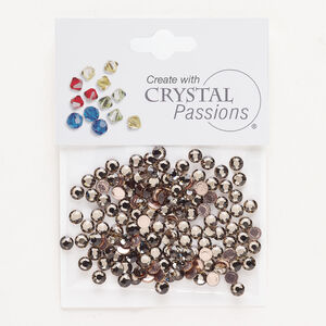 Flat back 1pkg144 greige, Crystal Passions&reg; rhinestone 3.80-4.00mm hotfix round SS16
