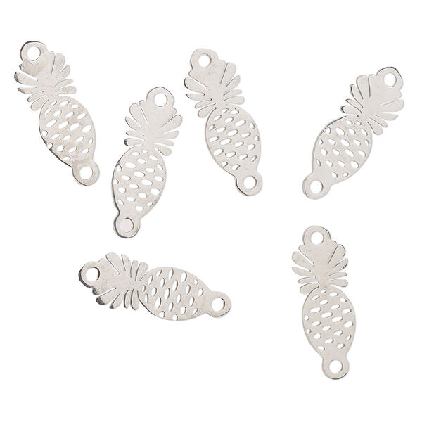 Link, stainless steel, 15.5x7.5mm pineapple. Sold per pkg of 6. image number 0