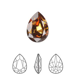 Fancy stone 6pk light amber foil back, Crystal Passions® 18x13mm pear 4320
