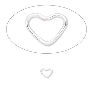 Jump ring, sterling silver, 6x5mm soldered heart, 3.8x3.2mm inside diameter, 22 gauge. Sold per pkg of 25.
