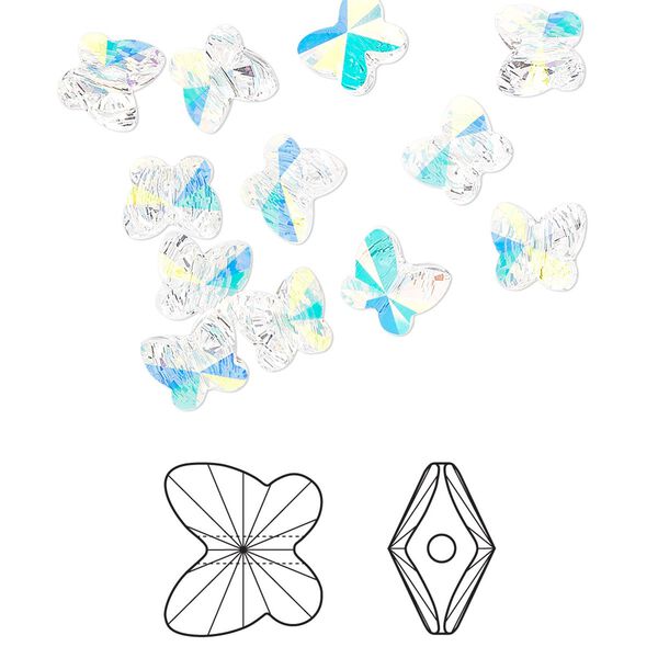 Bead 12pk crystal AB, Crystal Passions® 6x5mm butterfly 5754 image number 0