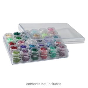 Organizer, clear plastic, 6-3/8 x 5-3/8 x 1-1/2 inch rectangle with 30 containers. Sold individually.