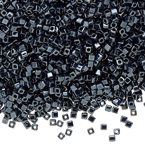 Seed bead, Miyuki 1pkg10g, glass, 1.8 square, opaque gunmetal (SB-451) image number 0