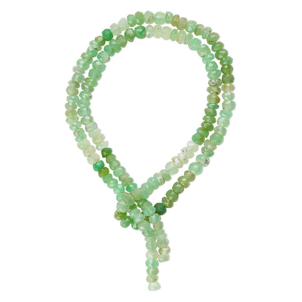 Bead, chrysoprase (natural), shaded, 3x2mm-4x3mm hand-cut faceted rondelle, B- grade, Mohs hardness 6-1/2 to 7. Sold per 14-inch strand, approximately 150 beads. image number 0
