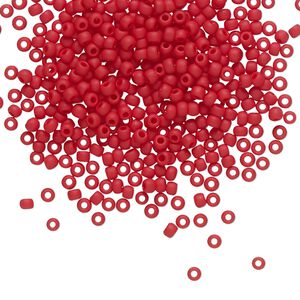 Seed bead, TOHO BEADS®, glass, pkg/250g, #11 round, opaque frosted pepper red (TR-11-45F).
