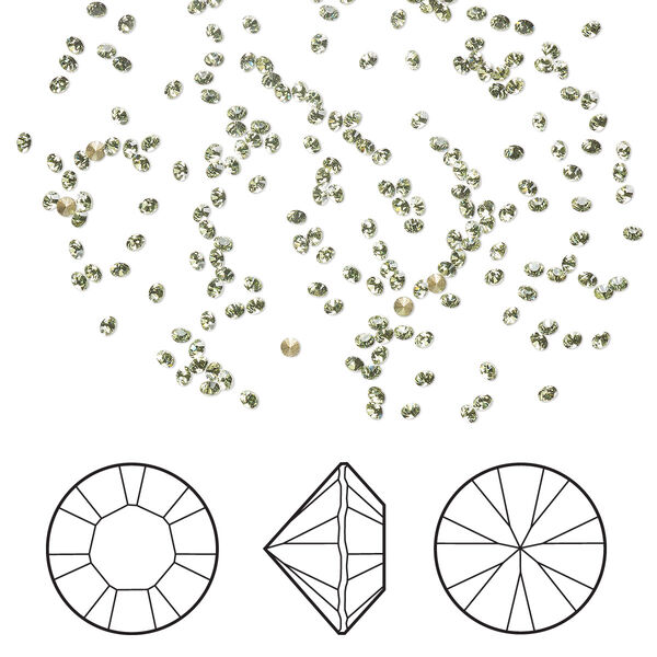 Chaton 12pk peridot foil back, Crystal Passions® Regenerated 1.3-1.35mm round PP6 1028 image number 0