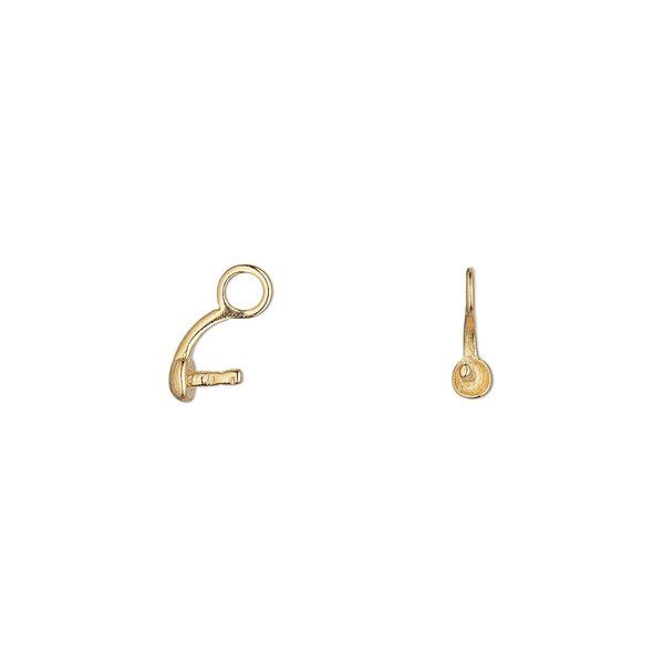 Cup, gold-plated brass, 2mm cup with 2mm peg, fits 6mm half-drilled bead. Sold per pkg of 10. image number 0