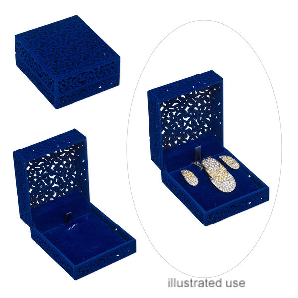 Box, gift, flocked and padded velveteen / acrylic / steel, cobalt, 3-1/8 x 2-3/4 x 1-1/2 inch hinged rectangle. Sold individually. image number 0
