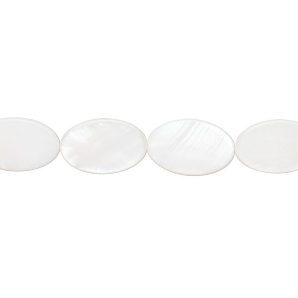Mother-of-pearl shell 1pkg1, flat oval bead 15 inch ivory 13x8mm image number 0