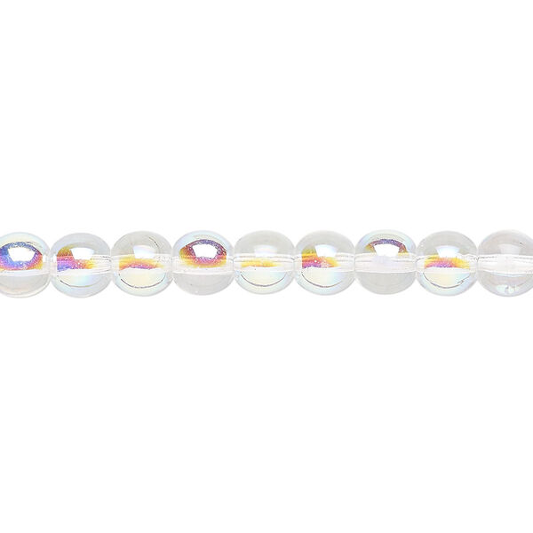 Bead, Czech glass druk, clear AB, 6mm round. Sold per 15-1/2" to 16" strand. image number 0