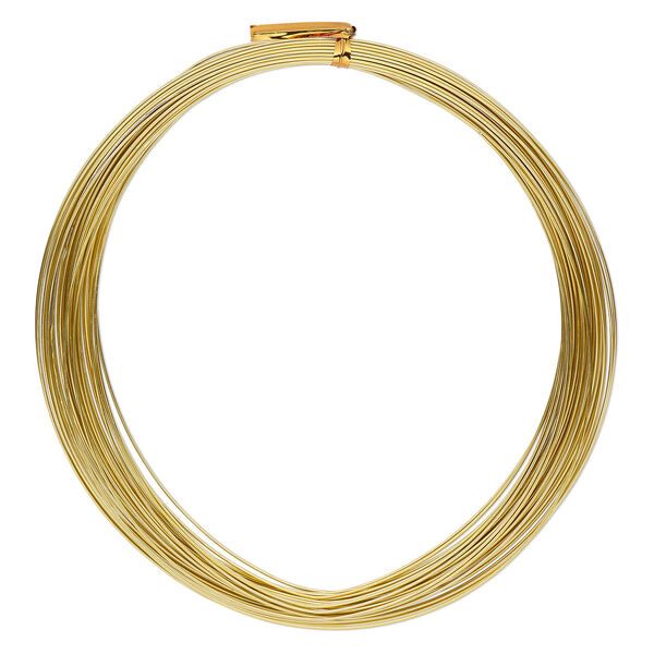 Wire, anodized aluminum, gold, round, 20 gauge. Sold per pkg of 45 feet. image number 0