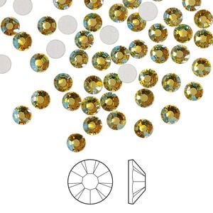 Flat back 144pk acid yellow AB foil back, Preciosa MAXIMA Czech crystal rhinestone 3.8-4mm chaton rose round SS16