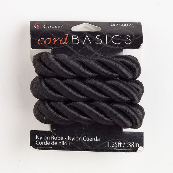 Nylon 1pkg1, twisted round cord black 1.25 foot 14mm image number 0