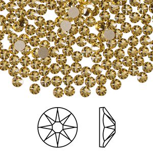 Flat back 144pk dark jonquil foil back, Crystal Passions® Regenerated 3-3.2mm rose round SS12 2088