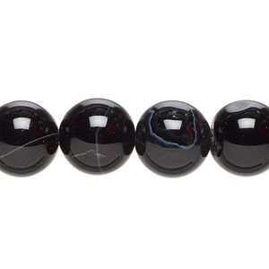 Black agate 1pkg1, round bead 15 inch 11-12mm