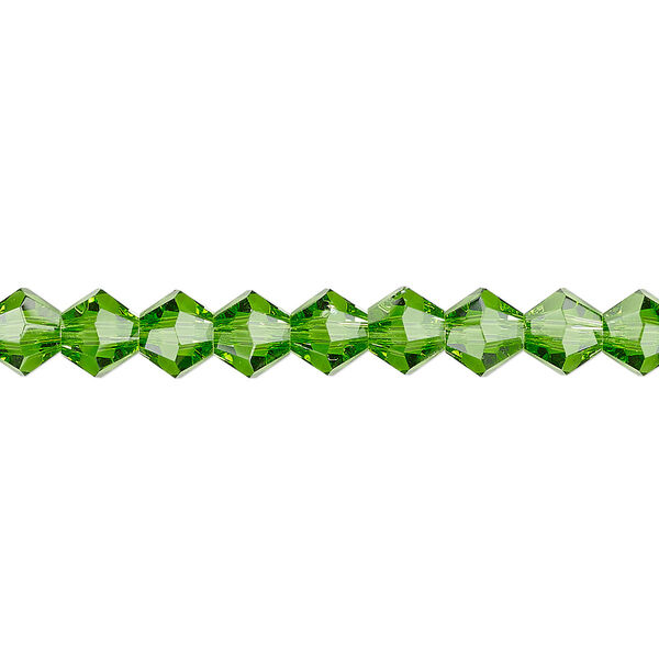 Bead 1pk transparent green, Celestial Crystal® 6mm bicone 15.5-16 inch image number 0