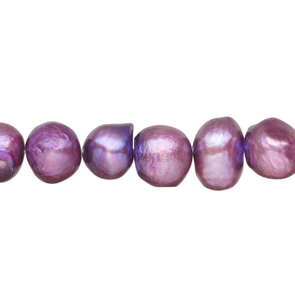 Freshwater pearl 1pkg1, semi-round / button, 15 inch bright purple 8-11mm cultured image number 0