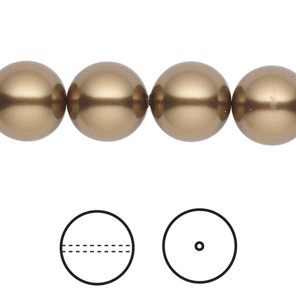 Pearl 10pk antique brass, Crystal Passions® 12mm round 5810 image number 0