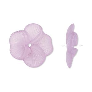 Component, acrylic, translucent frosted light purple, 20x5mm flower. Sold per pkg of 100.