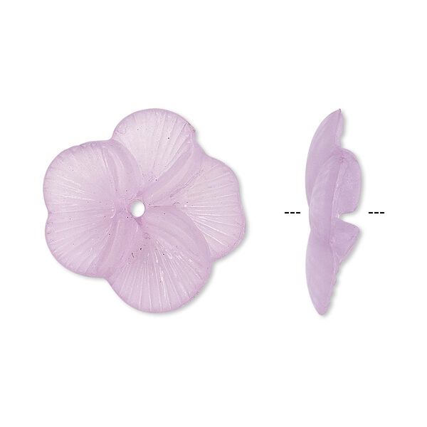 Component, acrylic, translucent frosted light purple, 20x5mm flower. Sold per pkg of 100. image number 0