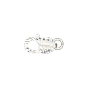 Clasp lobster claw 1pkg1 sterling silver, 16x8mm double-sided / 6mm closed jump ring, 1-strand