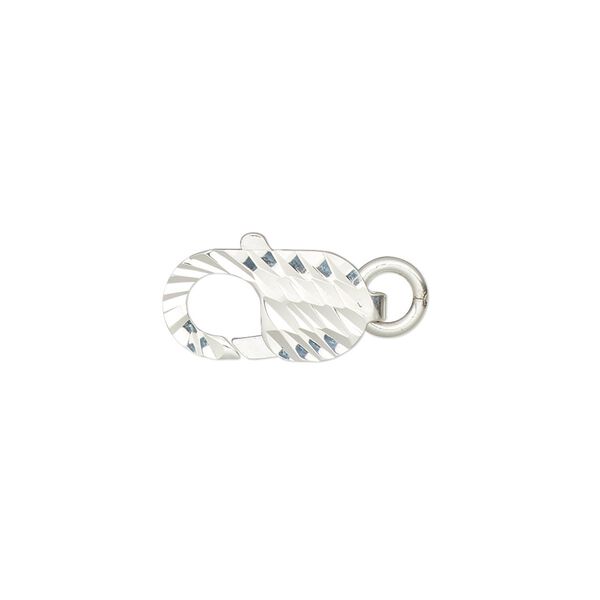 Clasp lobster claw 1pkg1 sterling silver, 16x8mm double-sided / 6mm closed jump ring, 1-strand image number 0