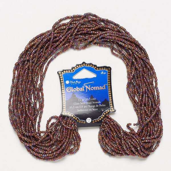 Seed bead, glass, pkg/(18)14inch, #10, opaque rainbow brown. image number 0