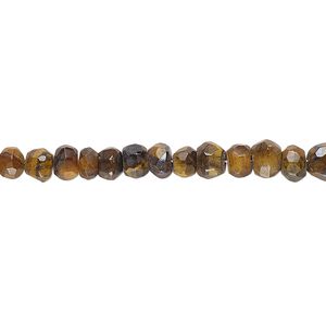 Tigereye 1pkg1, hand-cut faceted rondelle bead natural 17 inch 4x3mm-6x4mm