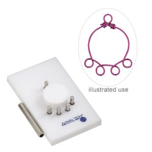 Jig, Artistic Wire® Findings Forms™, Beadalon®, round connector, acrylic / steel / stainless steel, white and blue, 2 x 1-1/4 inch rectangle. Sold per 2-piece set.
