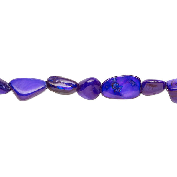 Bead, mother-of-pearl shell (dyed), pkg/30 inches, small to large pebble, royal purple. image number 0