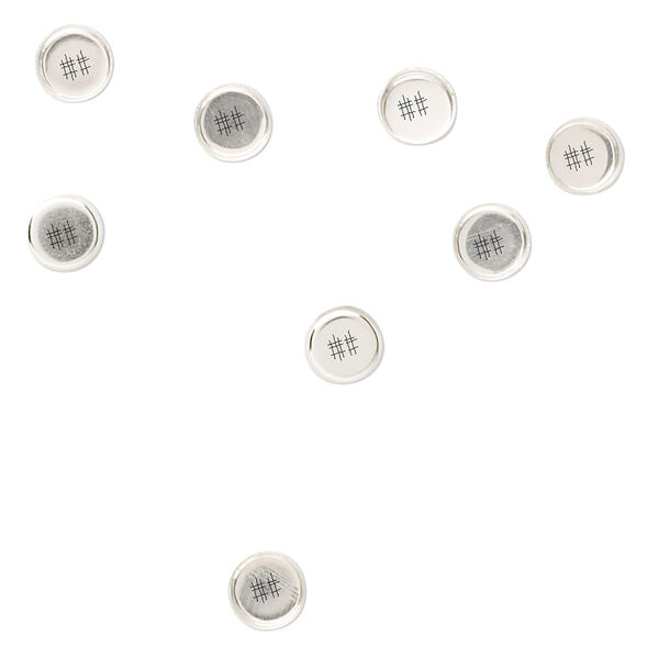 Bezel cup, sterling silver, solid back, 5mm round. Sold per pkg of 10. image number 0