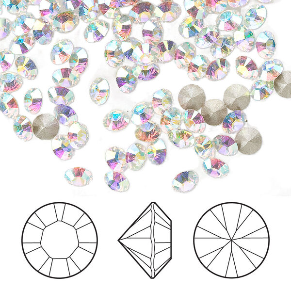 Chaton 144pk crystal AB foil back, Crystal Passions® 4mm round PP32 1028 image number 0