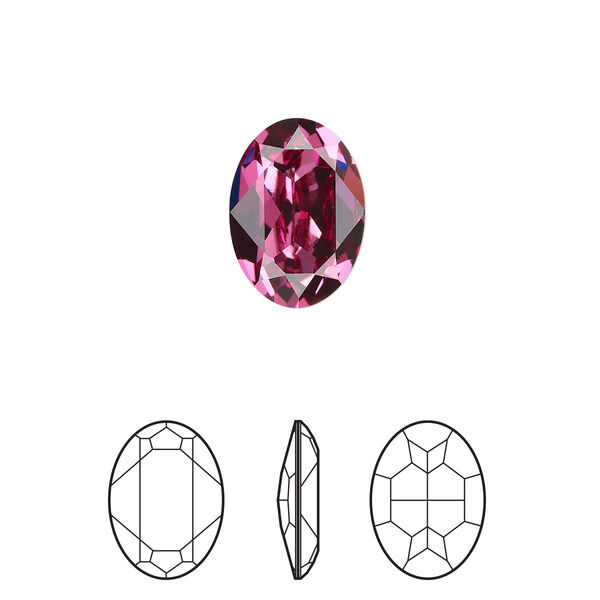 Fancy stone 1pk dark rose foil back, Crystal Passions® 14x10mm oval 4120 image number 0