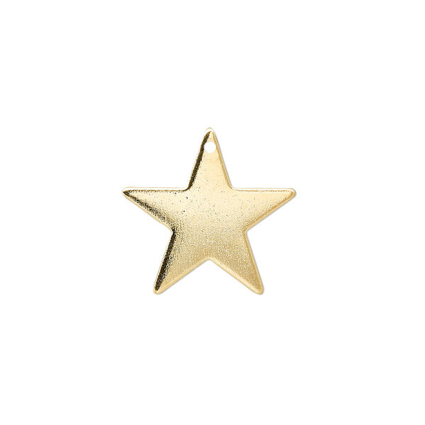 Charm, gold-plated brass, 17mm star. Sold per pkg of 10. image number 0