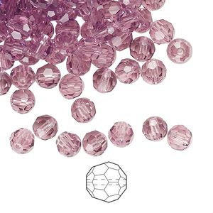 Bead 576pk light amethyst, Preciosa Czech crystal 5mm round