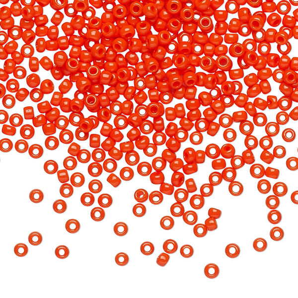 Seed bead, TOHO BEADS®, glass, pkg/50g, #11 round, opaque sunset orange (TR-11-50). image number 0