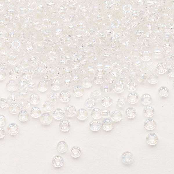Seed bead, Preciosa Ornela Czech glass, pkg/500g, #8 rocaille, translucent blue iris clear, (58135). image number 0