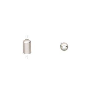 Cord end, silver-plated brass, 6.5x4mm with 3mm inside diameter. Sold per pkg of 100.
