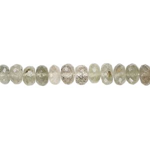 Tourmalinated quartz 1pkg1, hand-cut micro-faceted rondelle bead natural 14 inch 5x3mm-6x4mm
