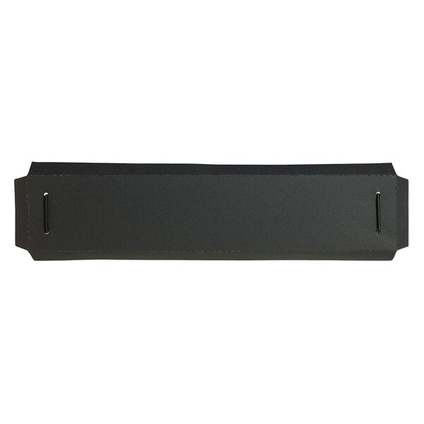 Box insert, paper / elastic nylon / silver-finished iron alloy, black and silver, 7-3/4 x 1-7/8 x 2/5 inch rectangle bracelet card. Sold per pkg of 10. image number 0