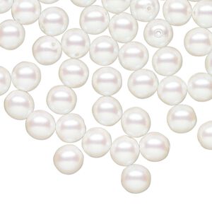 Bead druk Czech pearl-coated glass 60pk 6mm round, iridescent opaque white
