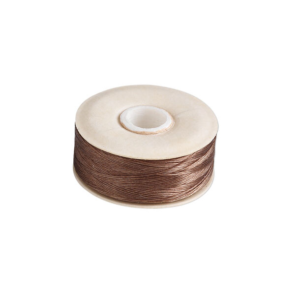 Thread, Nymo®, nylon, brown, size O. Sold per 90-yard bobbin. image number 0