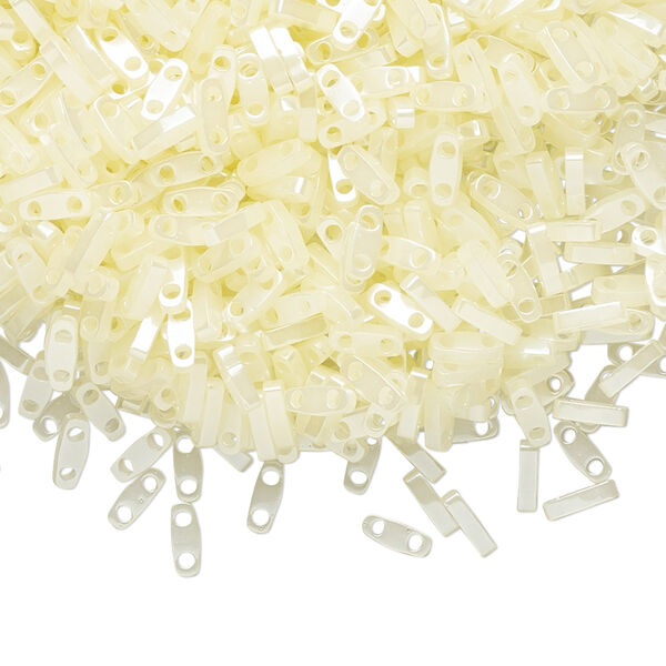 Seed bead, TILA®, glass, pkg/5g, 5x1.2mm quarter tila rectangle, translucent ivory, (QTL-513). image number 0