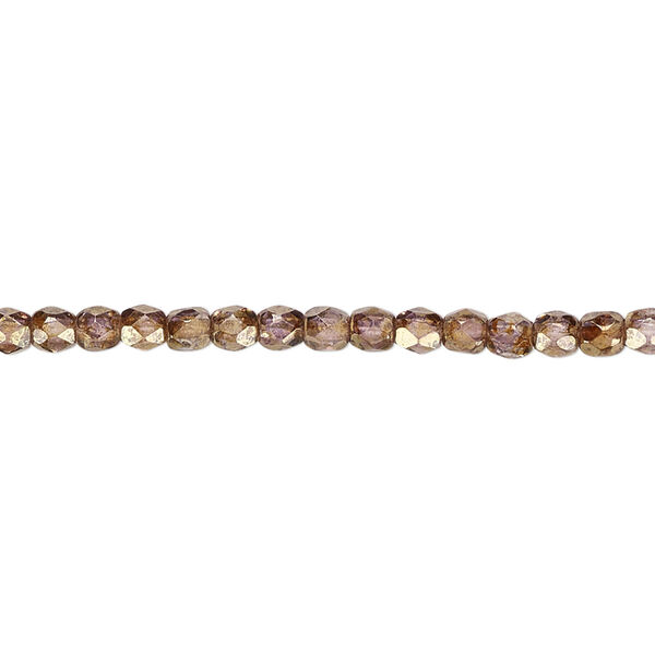 Bead, Czech fire-polished glass, copper luster, 3mm faceted round. Sold per 15-1/2" to 16" strand. image number 0