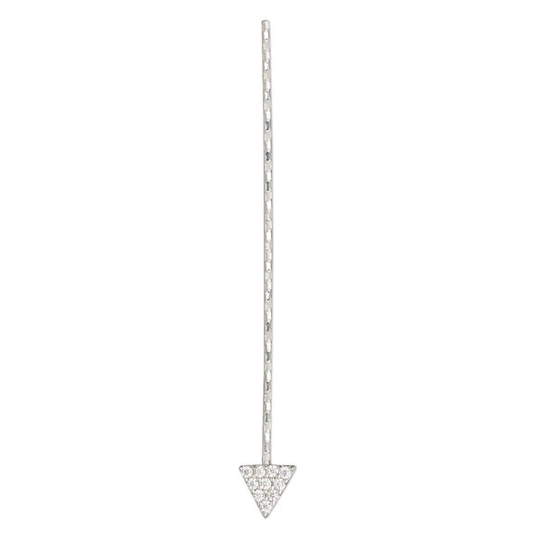 Paddle pin, cubic zirconia and rhodium-plated sterling silver, clear, 1-1/2 inch diamond-cut twisted with 5mm triangle, 22 gauge. Sold individually. image number 0