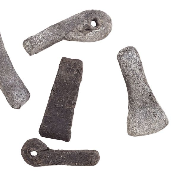 Focal mix, clay, black and grey, 30x11mm-39x18mm paddle. Sold per pkg of 5. image number 0