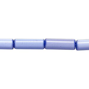 Bead, cat's eye glass (fiber optic glass), dark blue, 15x4mm-19x6mm round tube. Sold per 14-inch strand, approximately 25 beads.