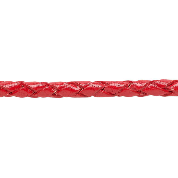 Bolo cord, leather, red, 3.5-4.5mm round. Sold per pkg of (4) 35-inch lengths. image number 0